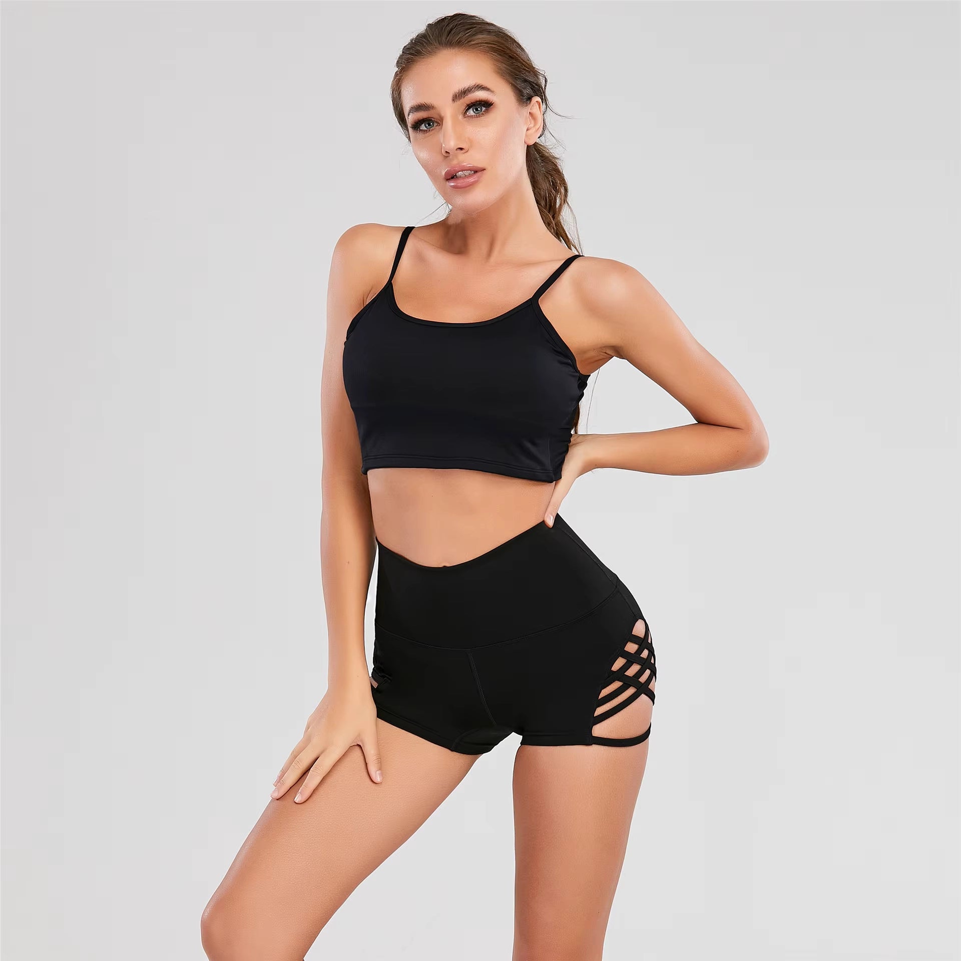 High-Waist Yoga Shorts (1+1)